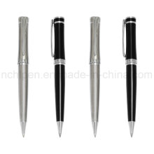Шариковая ручка с серебряным и черным кругом